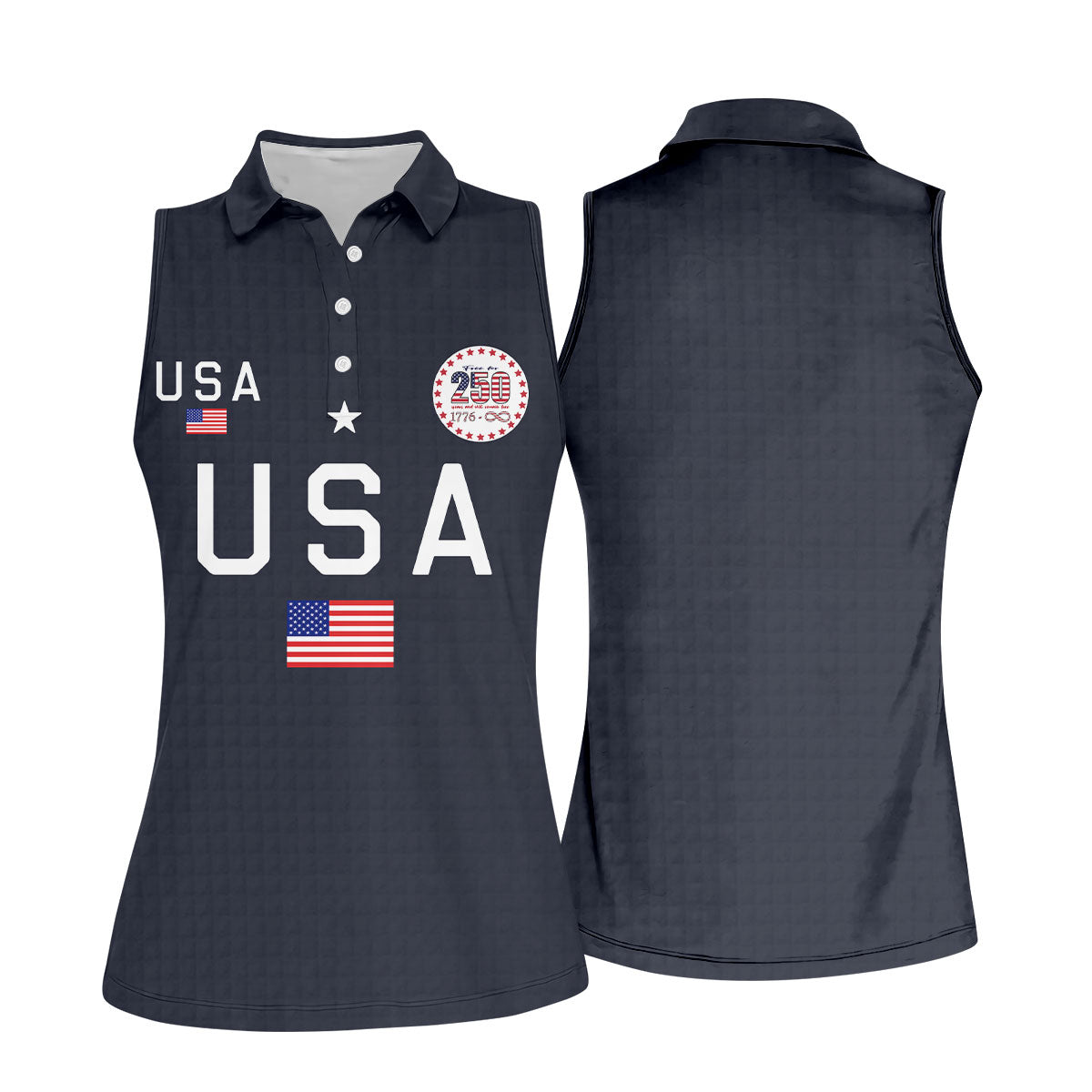 Free For 250 Years Black Patriotic Golf Shirt, 4th Of July Golf Shirt, 250th Anniversary Women Golf Top