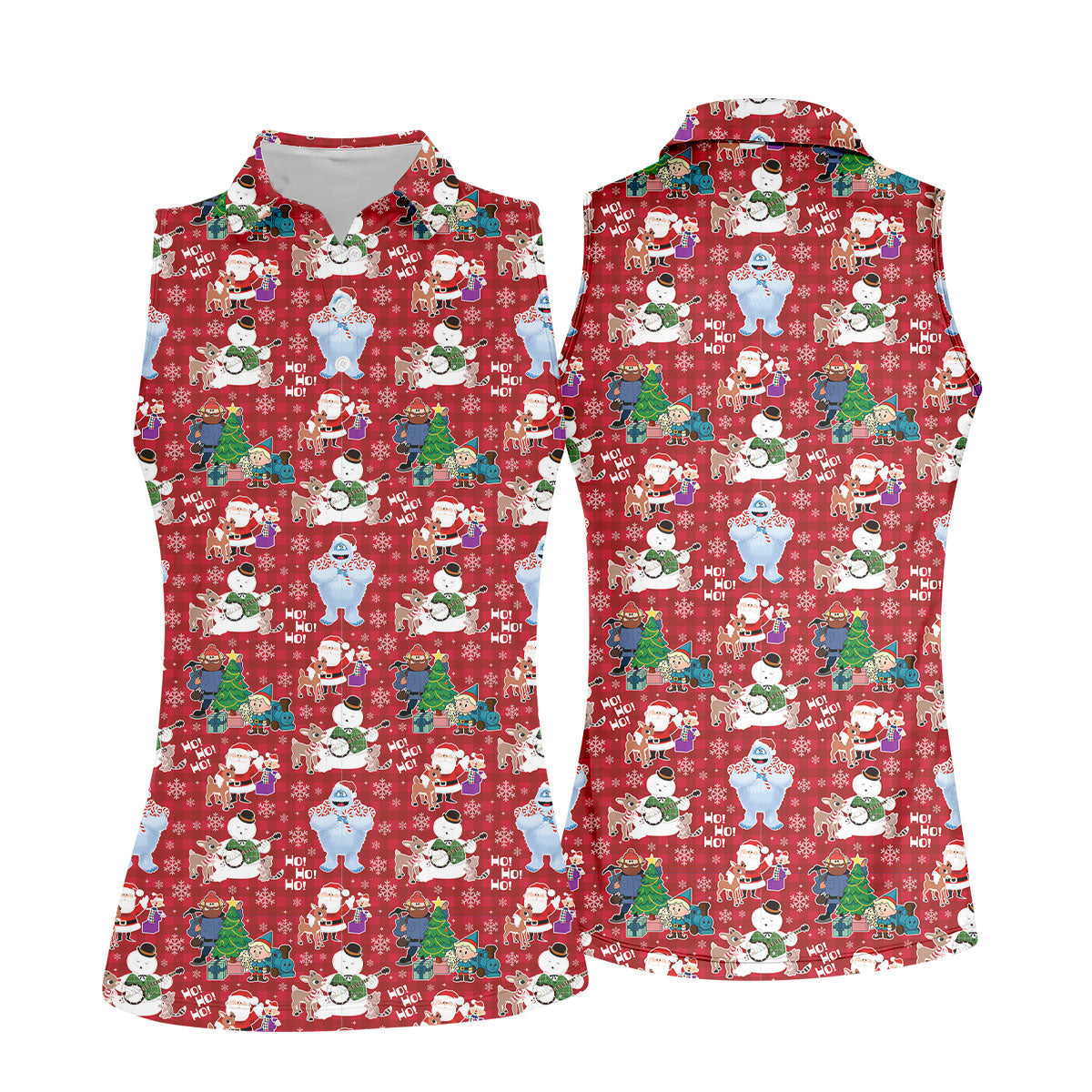 Ho Ho Ho Santa Yeti Women's Golf Tops, Christmas Golf Shirt, Ladies Golf Polos, Golf Gift For Ladies