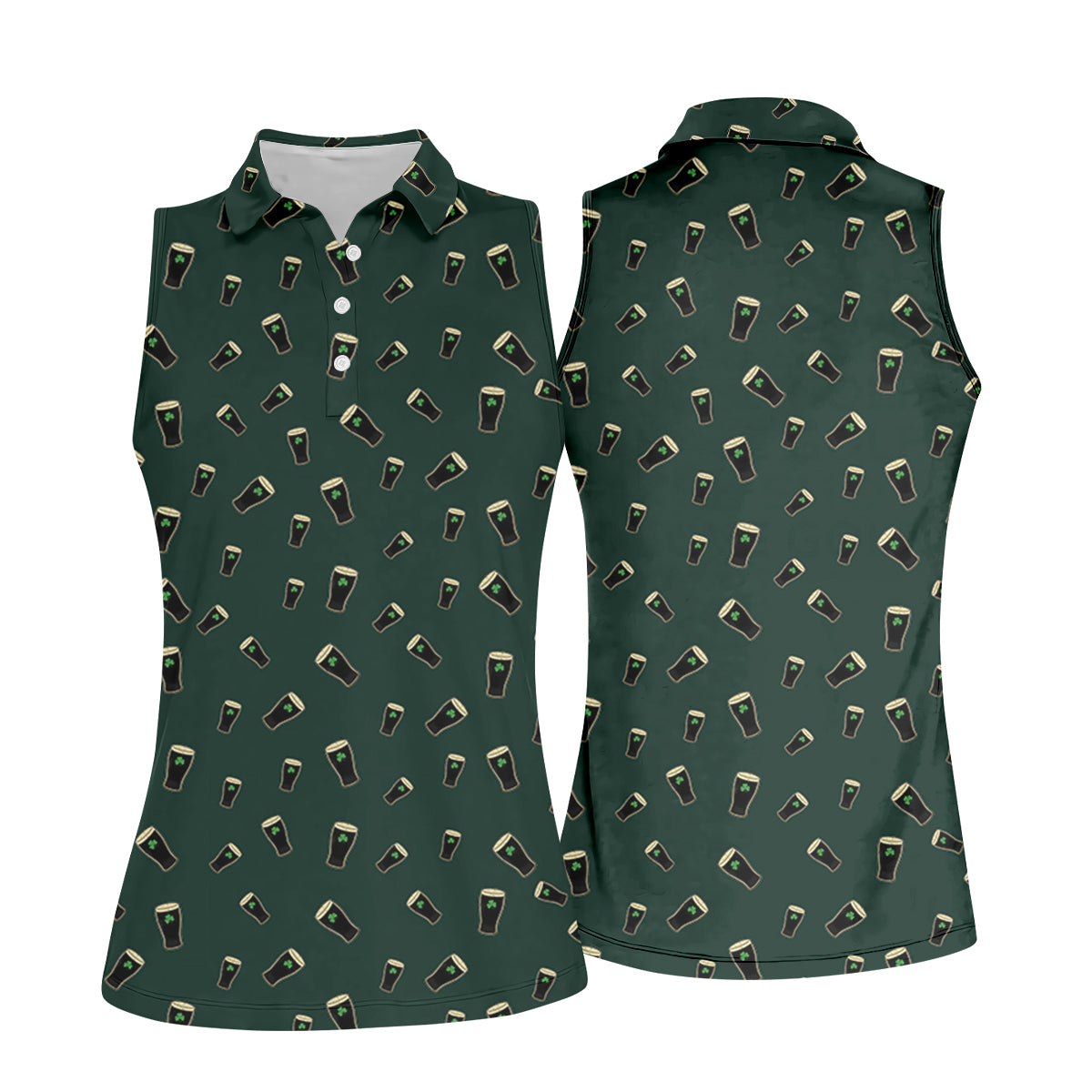 Dark Stout Beer St Patrick's Day Green Shamrock Golf Shirt, Ladies Golf Tops, Golf Shirt For Women