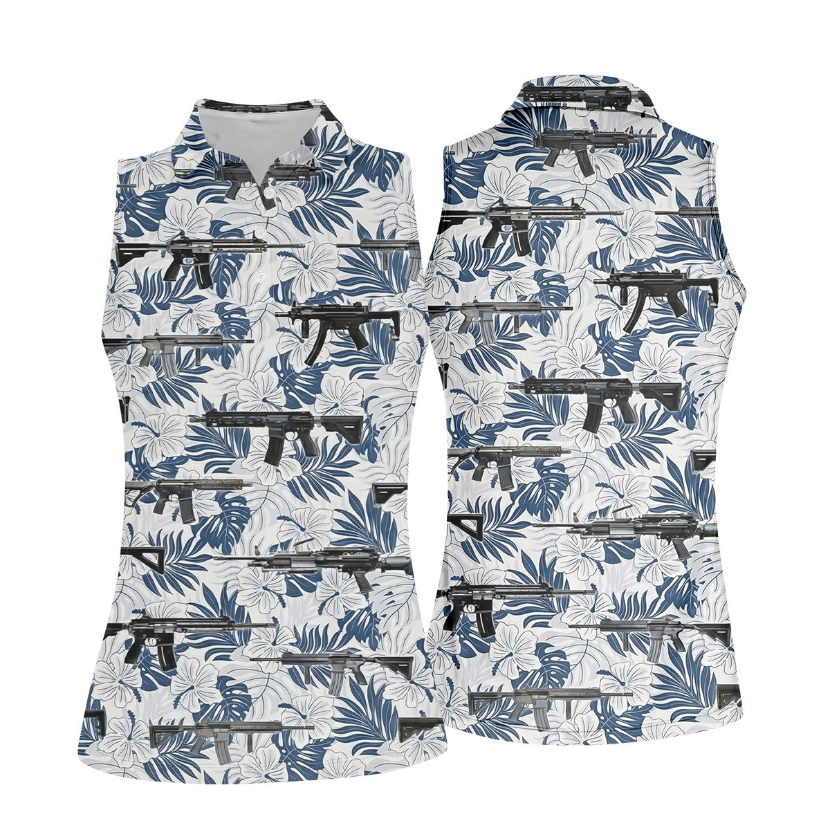 Military Theme Tropical Vibe Patriotic Golf Shirt, Women's Golf Tops, Ladies Golf Shirts, Women's Polo Shirt