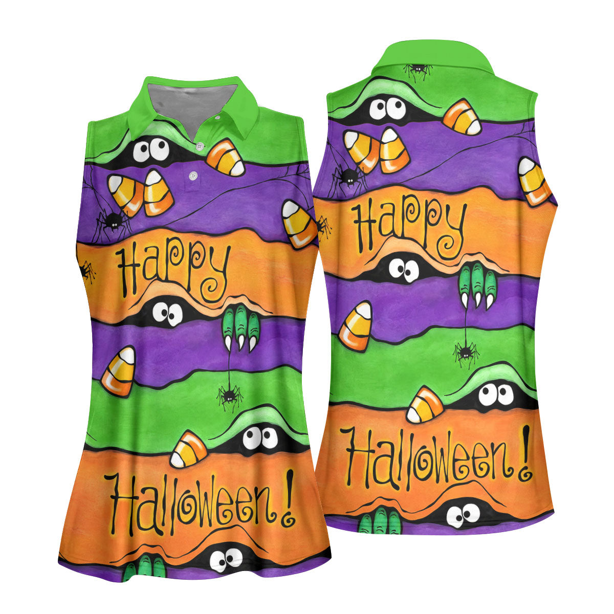 Happy Halloween Candy Monster Horror Character Polo Shirt, Golf Shirt, Women's Golf Polo