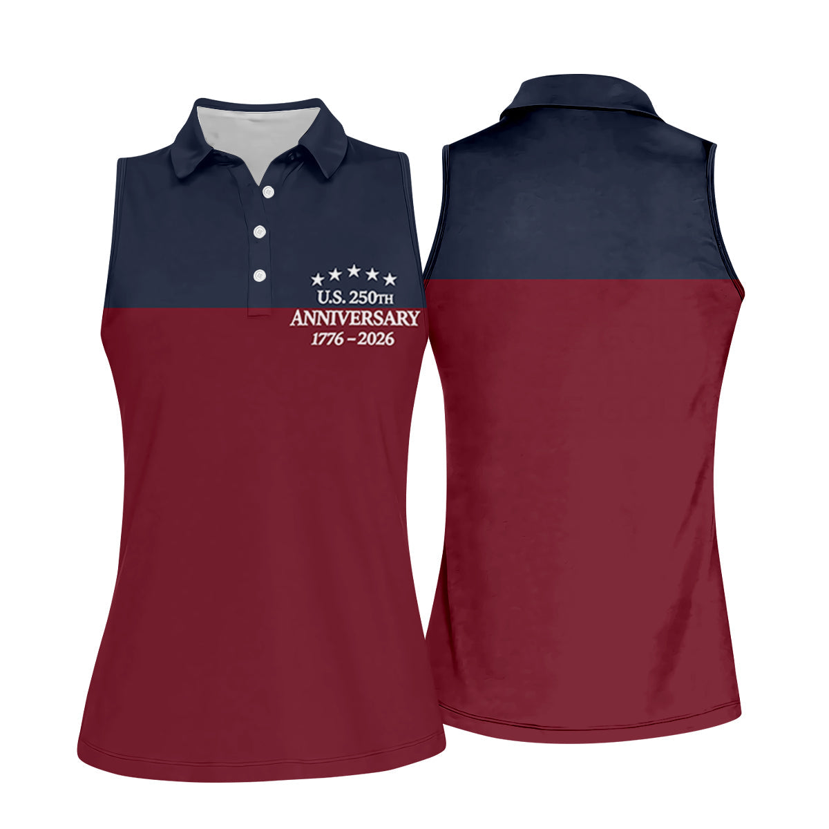 US 250th Anniversary 1776-2026 Patriotic Golf Shirt, Women's Golf Tops, Ladies Golf Shirts