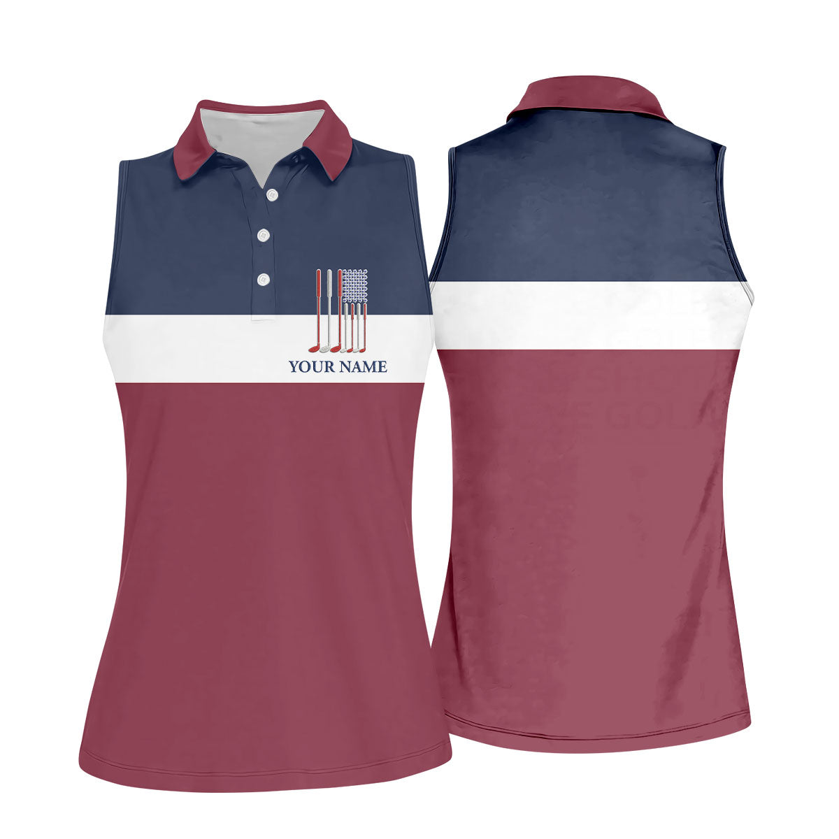 Red White Blue American Independence Day History Women's Golf Tops, 250th Anniversary Patriotic Golf Shirt