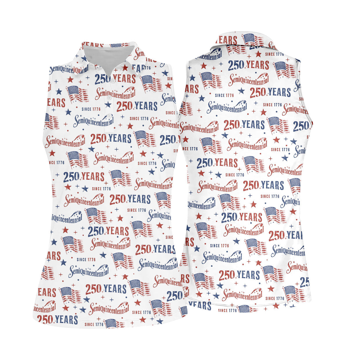 Semiquincentennial 250 Years Since 1776 Ladies Golf Tops, 4th Of July Patriotic Golf Shirt For Women
