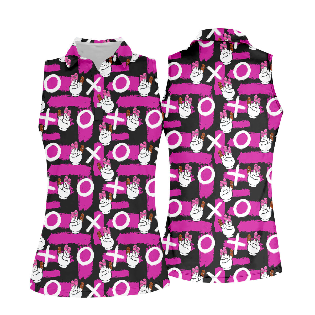 Chocolate Fingers Adult Humor XOXO Black Purple Fun Women's Golf Shirts, Valentines Golf Gift, Women's Golf Tops