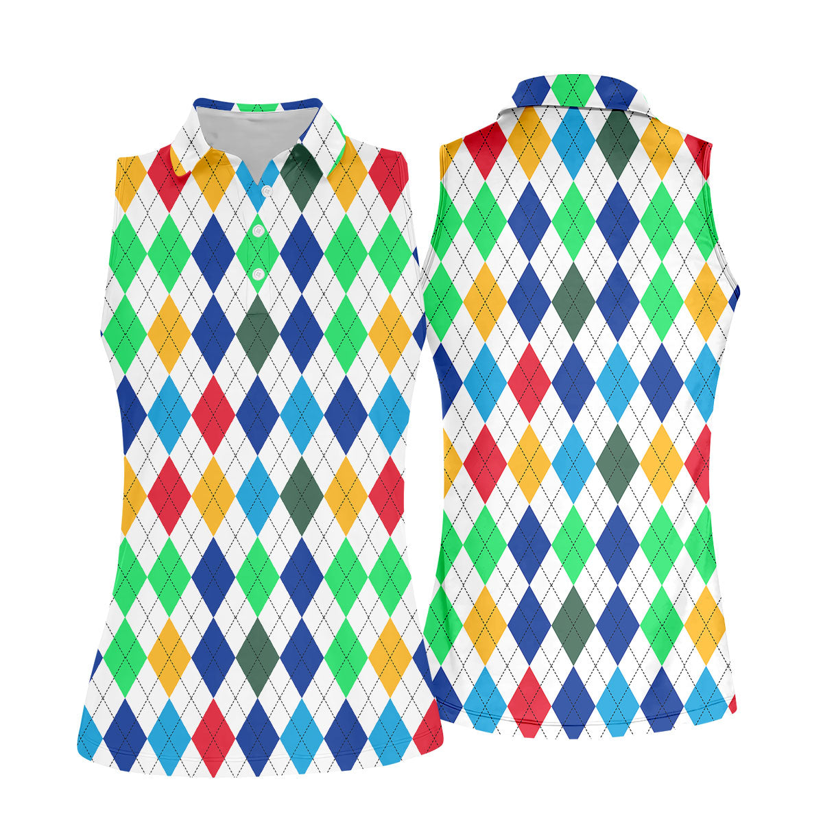 Colorful Argyle Golf Shirt, Classic Diamond Pattern Polo, Polo Shirts For Men