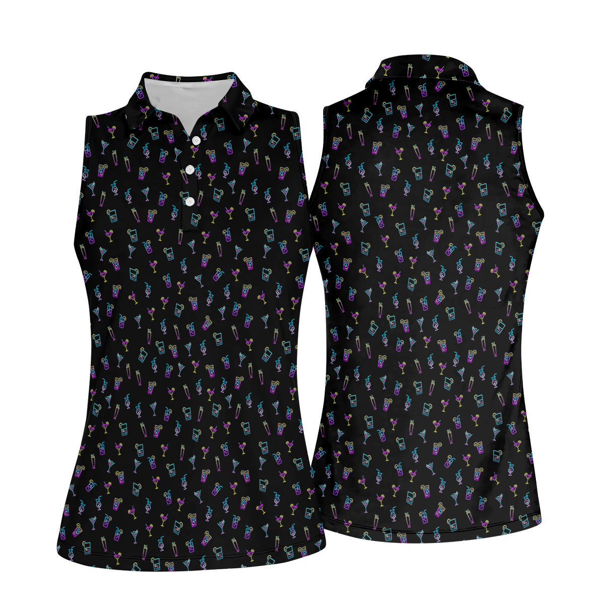 Neon Cocktail Retro Golf Shirt, Ladies Golf Tops, Golf Shirt For Women, Ladies Golf Shirts