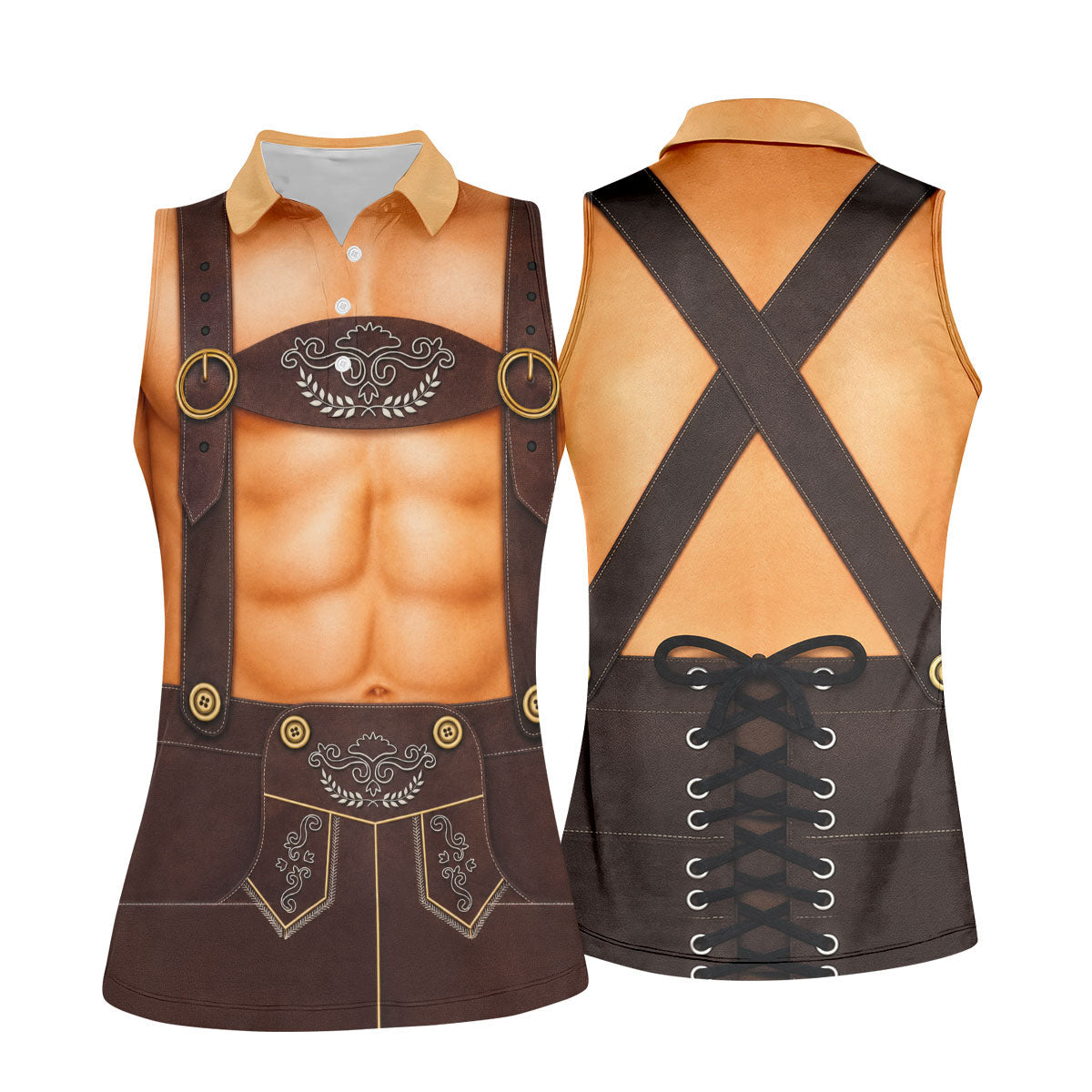 Funny Lederhosen Oktoberfest Costume Polo Shirt, Golf Shirts For Women, Women’s Golf Apparel