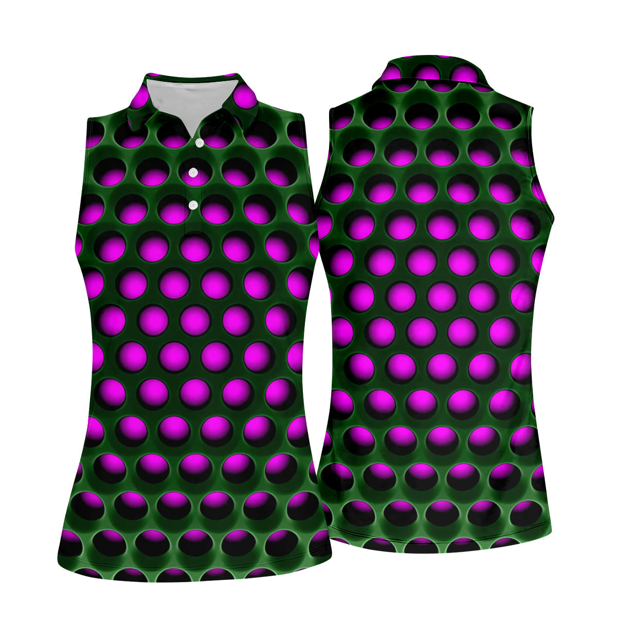 3D Effect Circular Pattern Purple Golf Shirt, Cool Golf Outfit, Women Golf Top, Ladies Golf Shirts