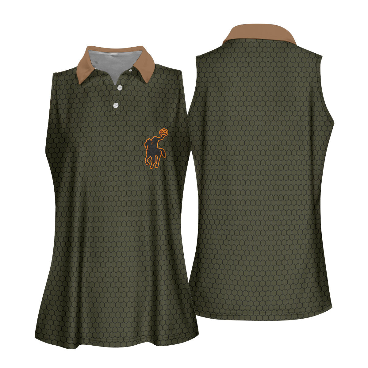 Pumpkin Rider Halloween Horror Character Polo Shirt, Womens Golf Tops, Womens Golf Apparel