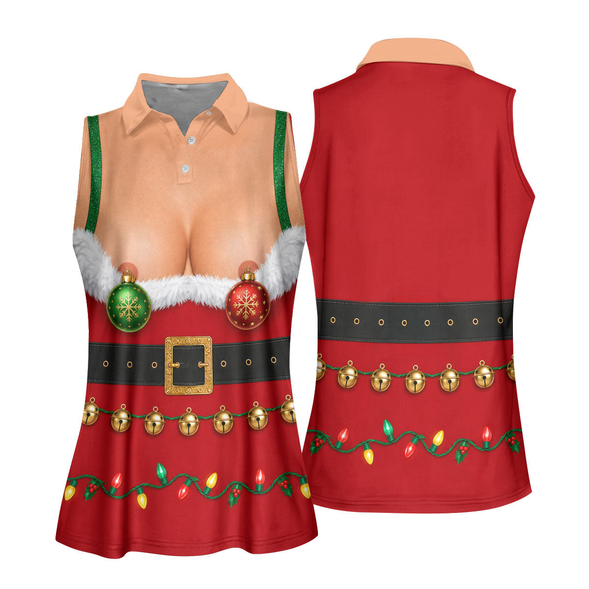 Funny Christmas Ornament Bra Golf Polo Shirt, Christmas Golf Shirt, Ladies Golf Shirts