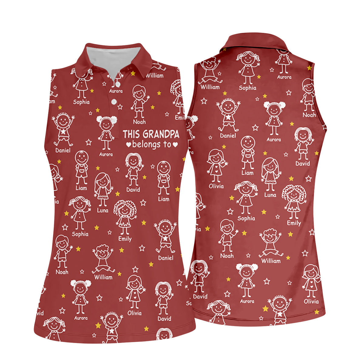 This Grandpa Dad Belongs To Kids Pet Red Golf Shirt, Ladies Golf Tops, Women Golf Top, Golfing Apparel