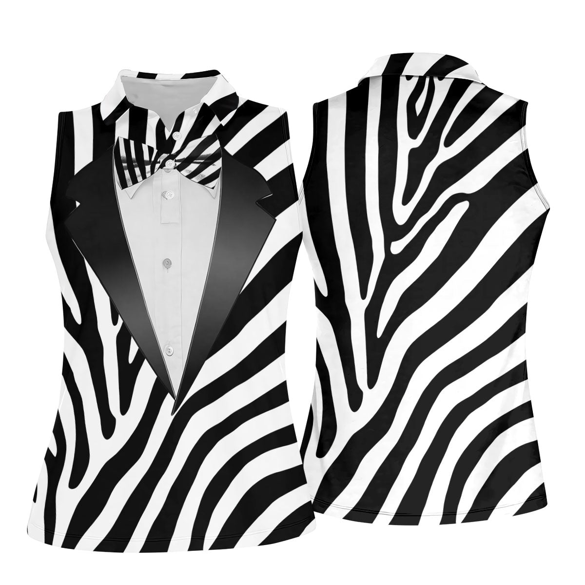Zebra Pattern Funny Costume Hawaiian Golf Shirt, Ladies Golf Tops, Golf Shirt For Women