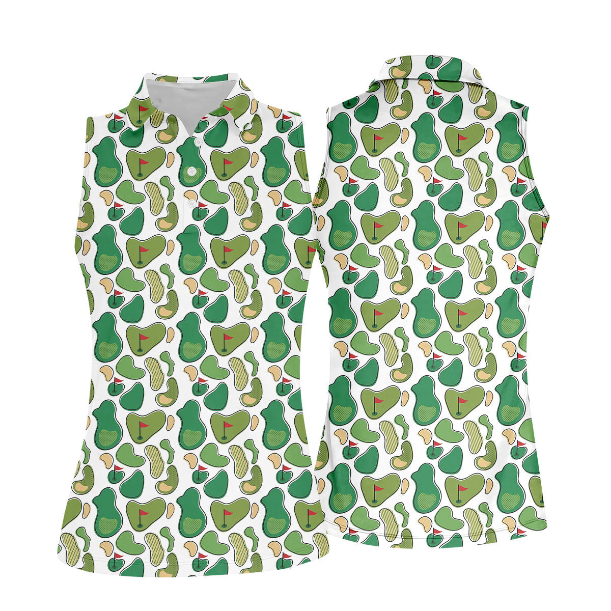 Mini Golf Course Seamless Pattern Women's Golf Tops, Performance Golf Polos, Ladies Golf Shirts