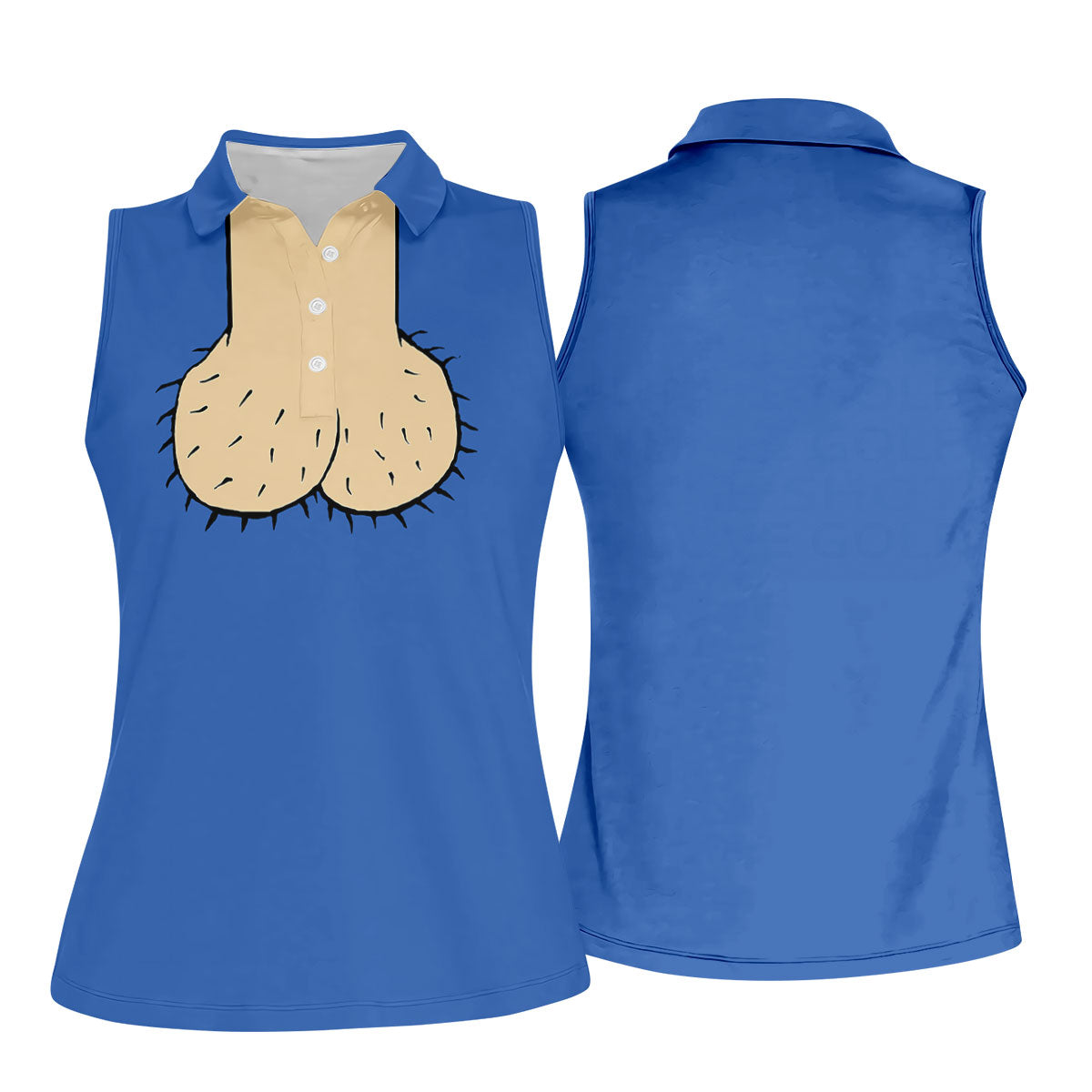 Blue Funny Dickhead Faux Chest Golf Shirt, Women’s Golf Apparel, Performance Golf Shirt