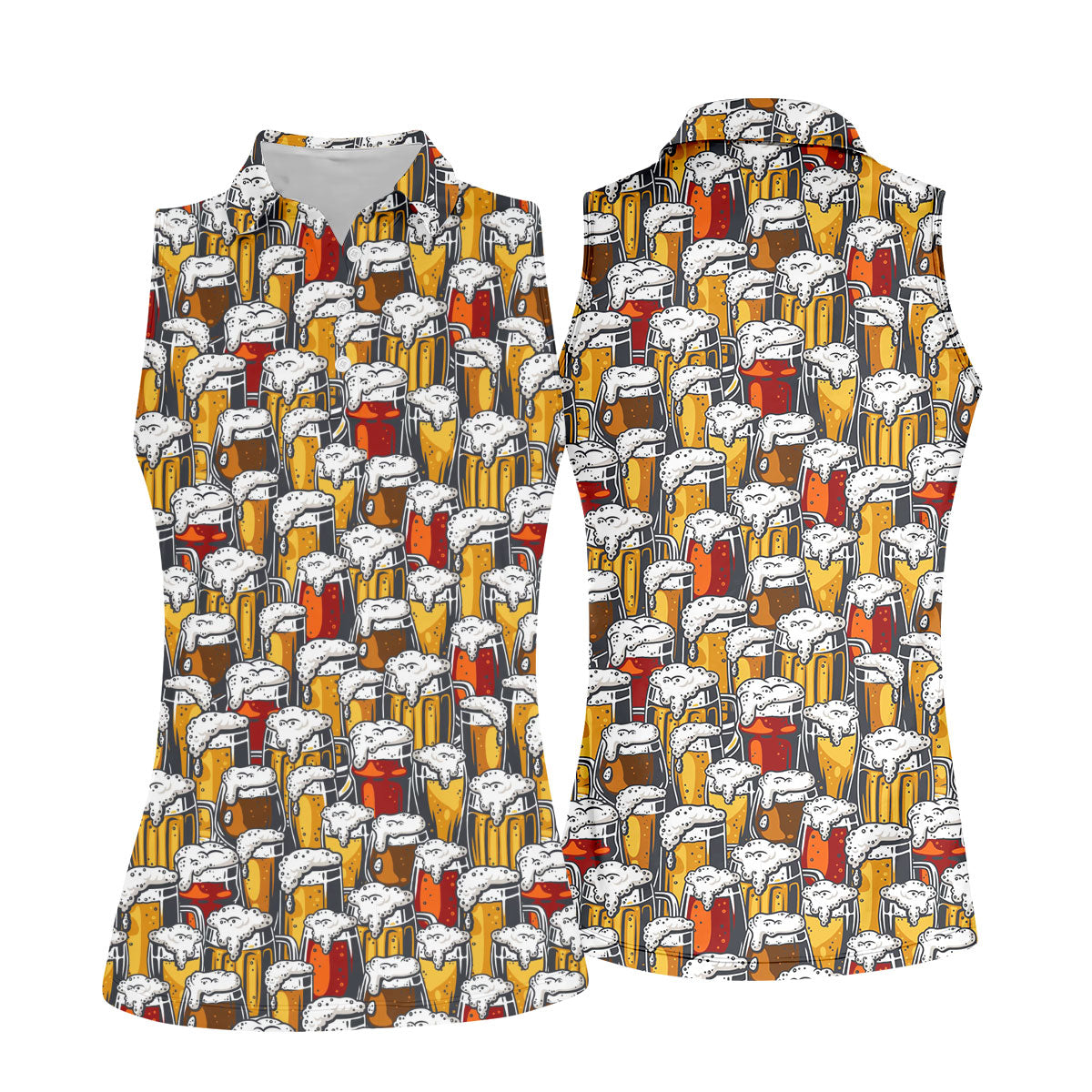 Oktoberfest Beer Glass Pattern Polo Shirt, Golf Shirts For Women, Women’s Golf Apparel