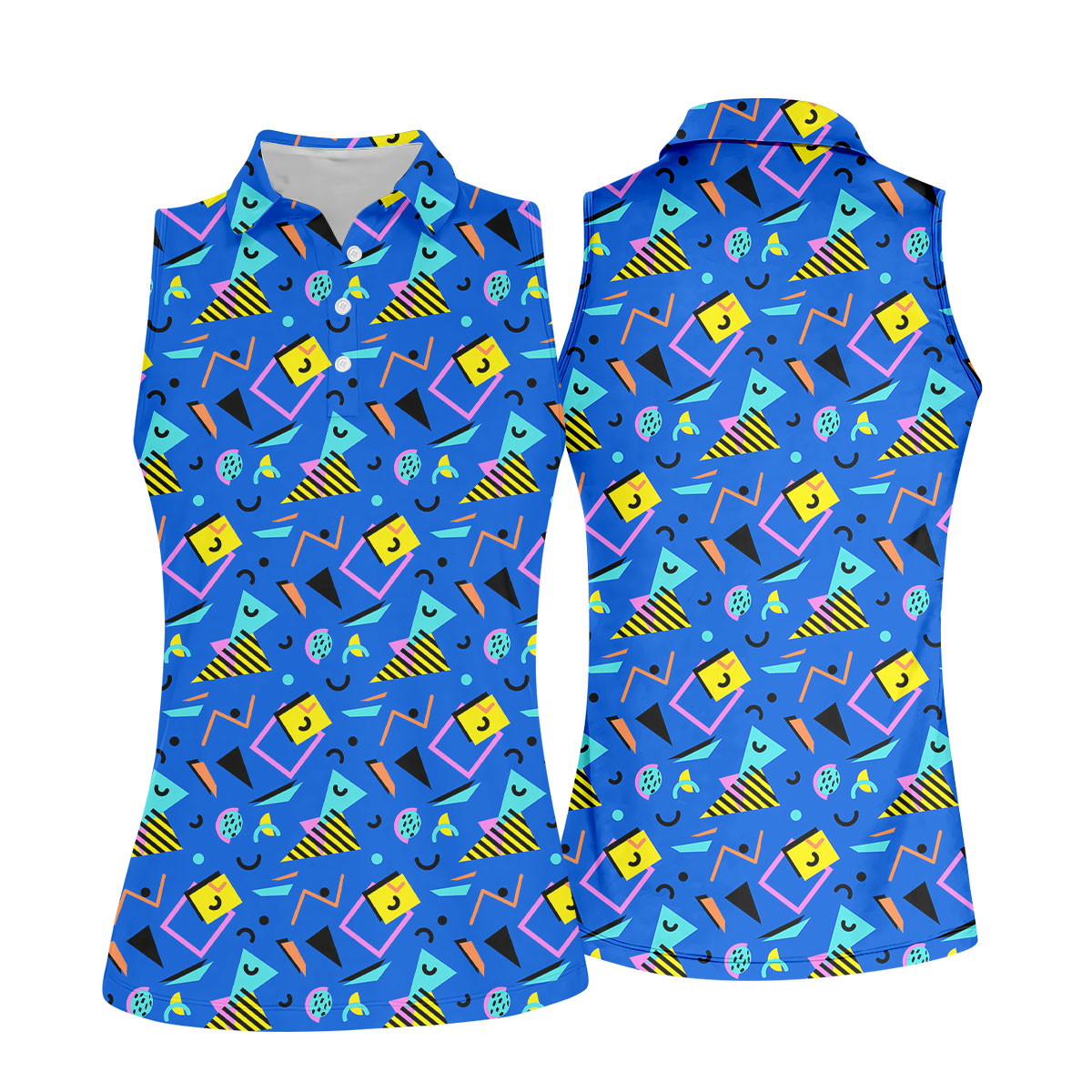 Playful Geometric Memphis Style Golf Shirt For Women, Ladies Golf Shirts, Women's Polo Shirt
