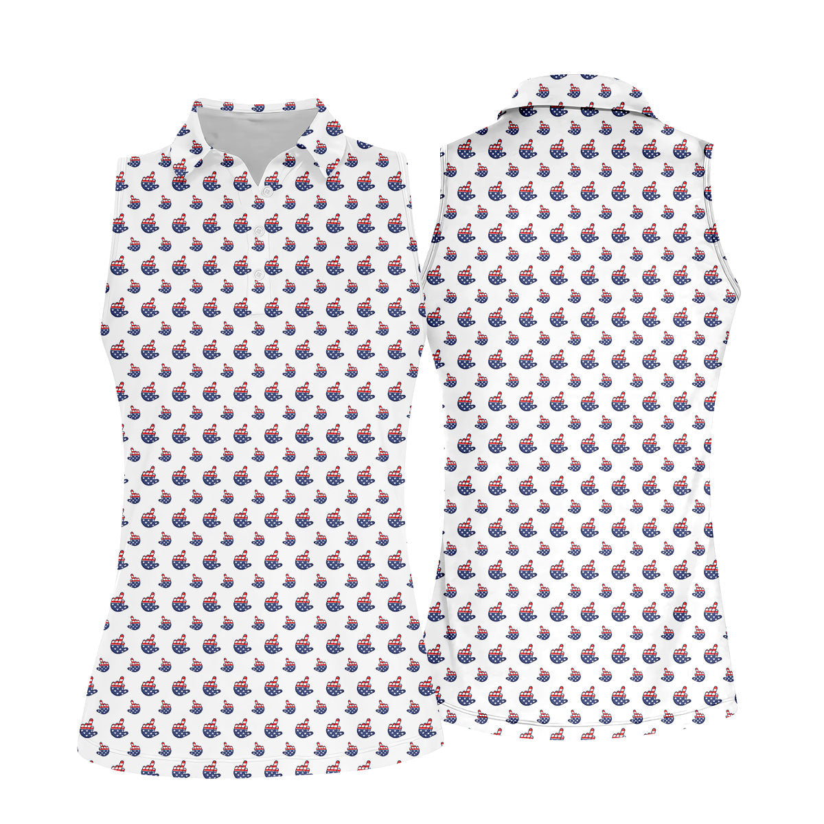 Funny Middle finger US Flag Pattern 250th Anniversary White Golf Shirt, 4th Of July Women Golf Top