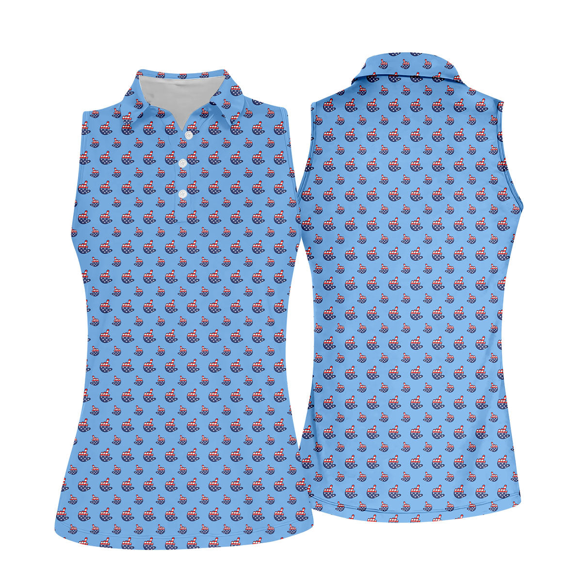 Funny Middle finger US Flag Pattern 250th Anniversary Blue Golf Shirt, 4th Of July Women Golf Top