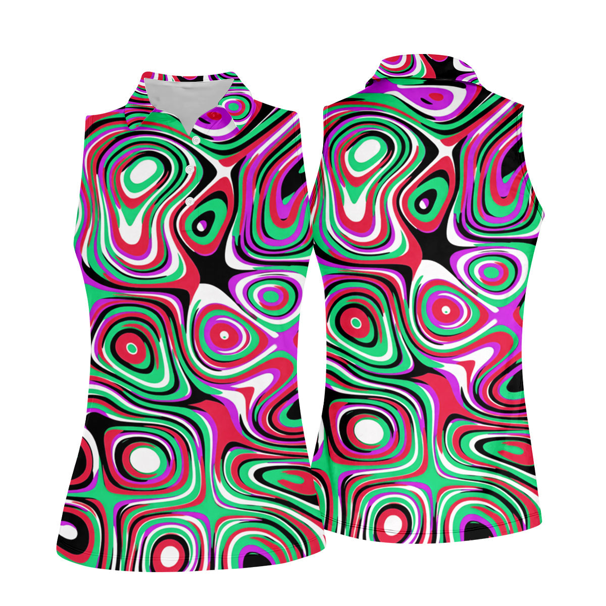 Pink And Green Fluid Art Cool Golf Shirt, Women's Golf Tops, Ladies Golf Shirts, Women's Polo Shirt