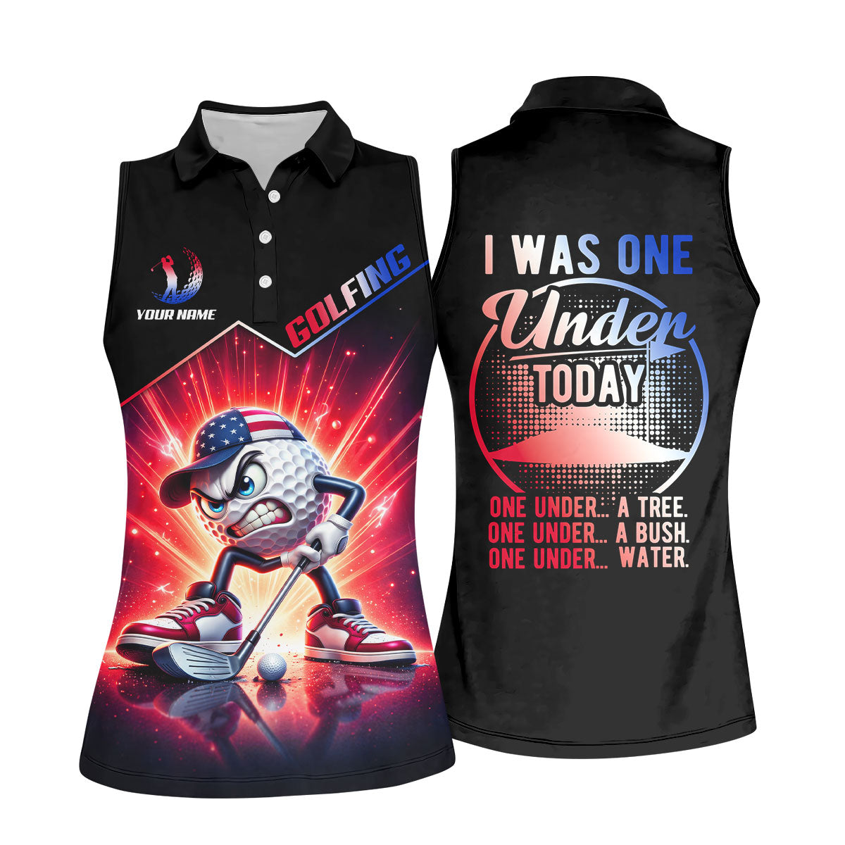 I Was One Under Today Patriotic Fun Women's Golf Shirts, US 250th Anniversary Golf Shirt, 4th Of July Golf Shirt