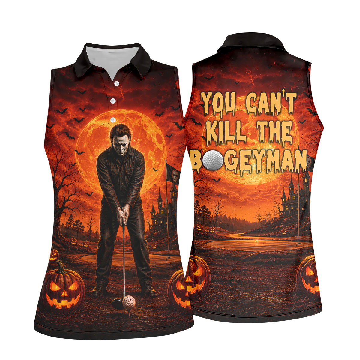 You Can't Kill The Bogeyman Halloween Golf Polo Shirt, Women’s Golf Polo, Womens Golf Tops