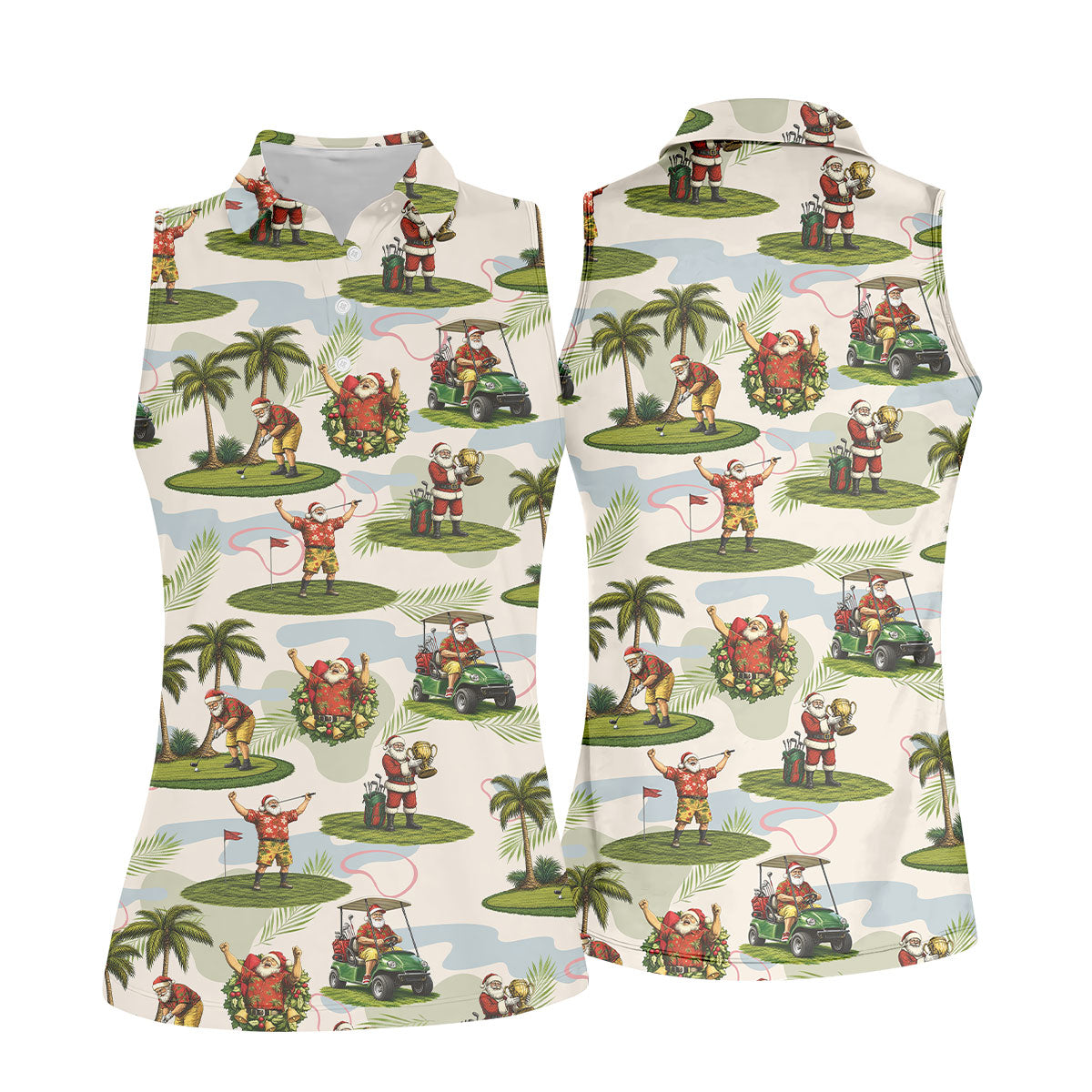Santa Claus Golf Christmas Pattern Polo Shirt, Womens Golf Polo, Christmas Golf Shirt