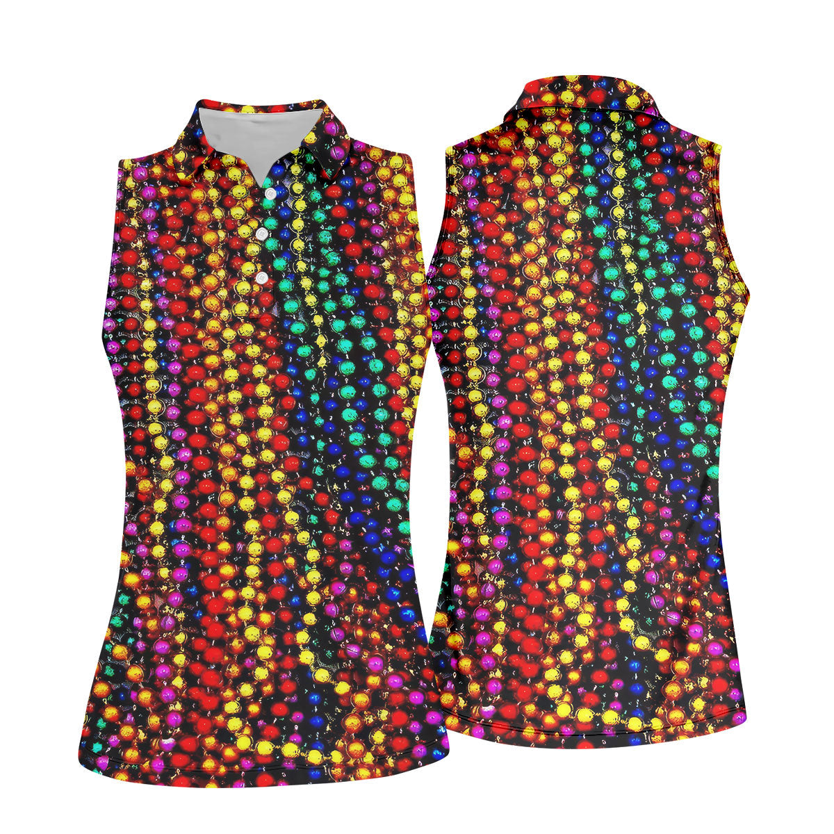 Colorful Beads Mardi Gras Golf Shirt, Women's Golf Shirts, Ladies Golf Polos, Golf Shirt For Women