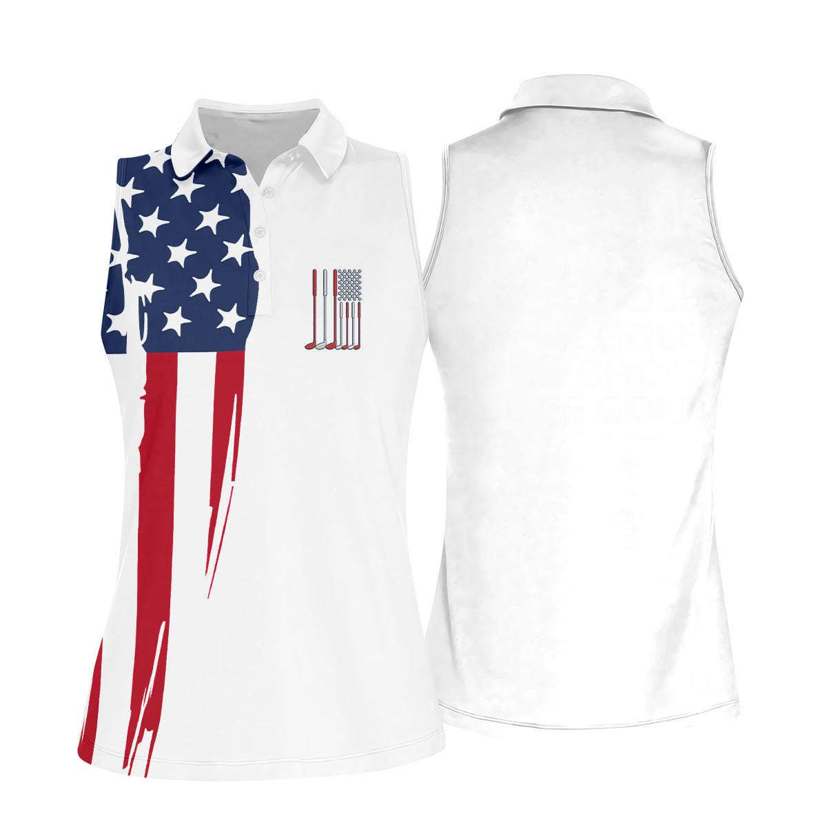 American Flag Pattern 4th Of July Patriotic Golf Shirt, 250th Anniversary White Golf Shirt, Women's Polo Shirt