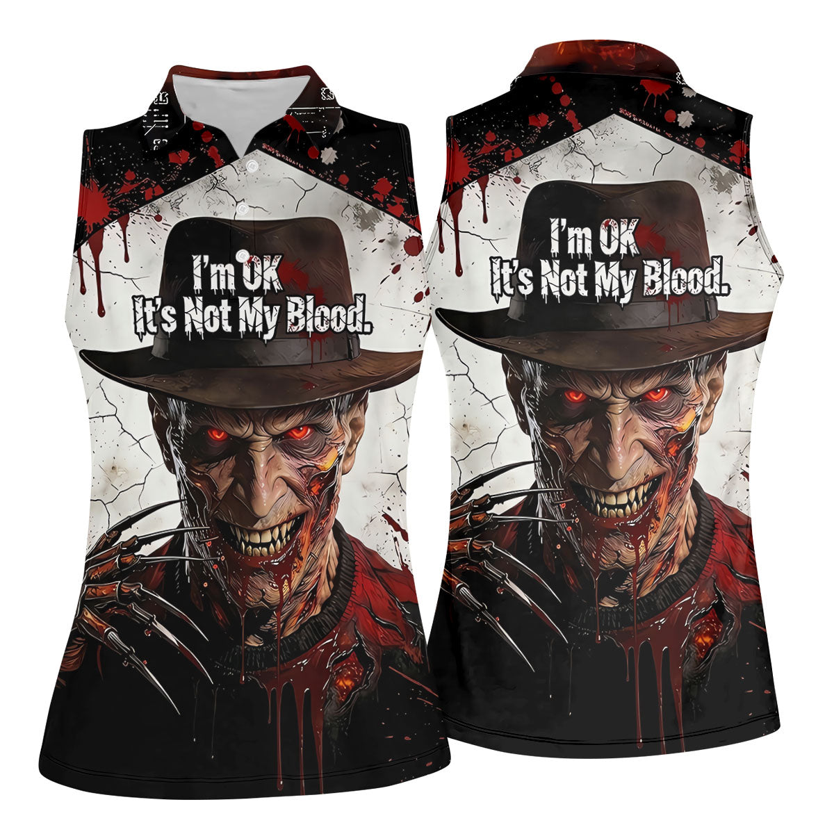 Im Ok Its Not My Blood Character Golf Polo Shirt, Halloween Golf Shirt, Womens Golf Polo