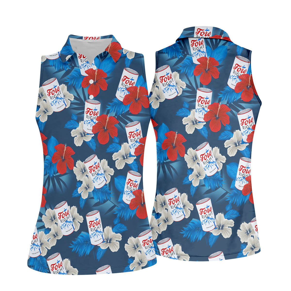Fore Right Cold As Slice Golf And Beer Tropical Floral Golf Shirt For Women, Ladies Golf Shirts