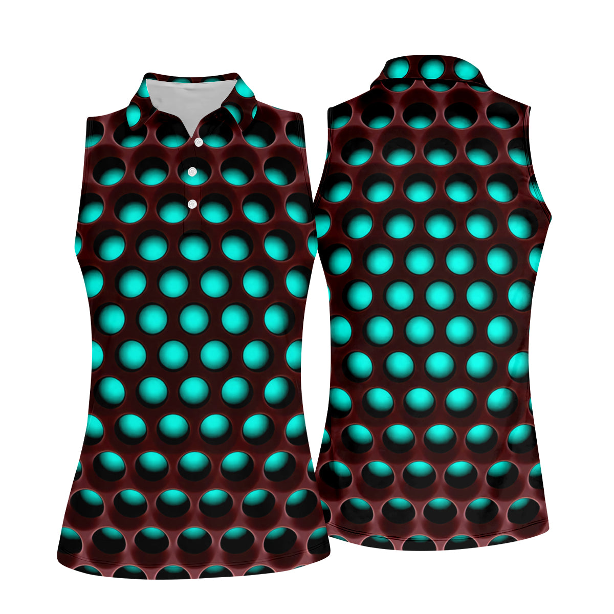 3D Effect Circular Pattern Blue Golf Shirt, Cool Golf Outfit, Women Golf Top, Ladies Golf Shirts