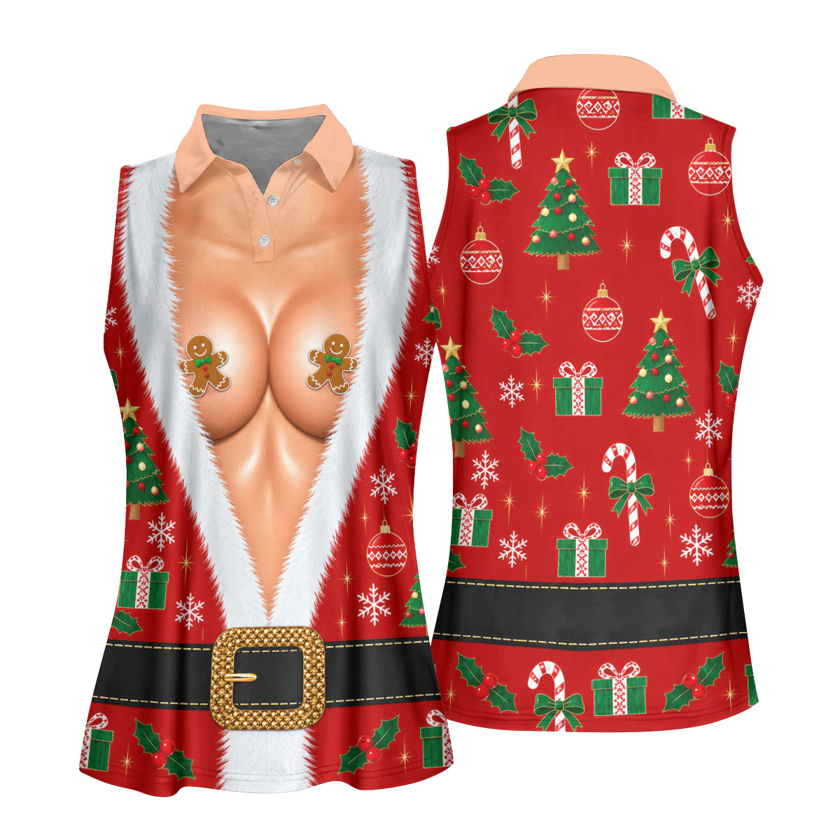 Gingerbread Costume Christmas Golf Shirt, Ladies Golf Shirt, Golf Tops For Women