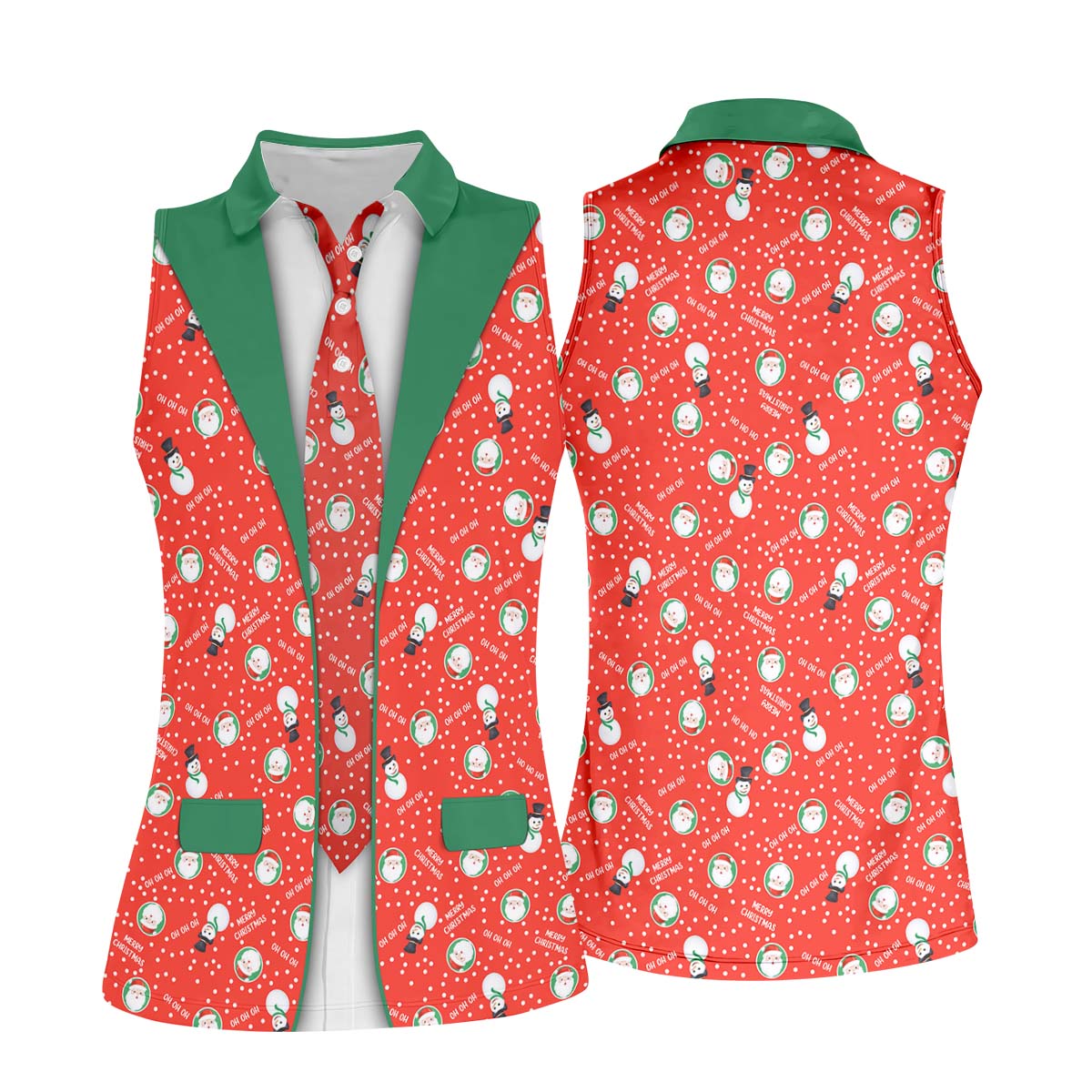 Ho Ho Ho Merry Christmas Funny Print Women's Golf Tops, Christmas Golf Shirt, Ladies Golf Polos