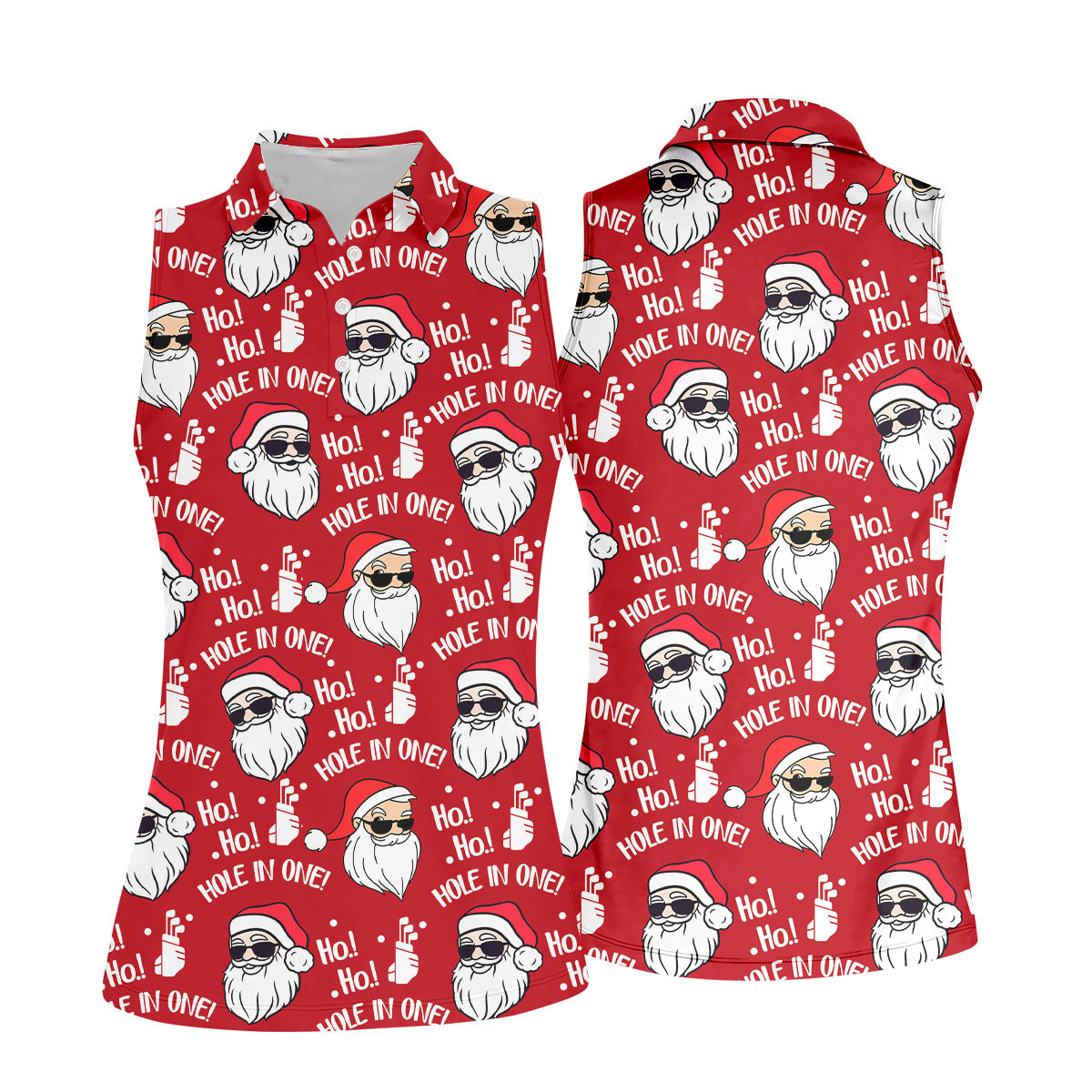 Ho Ho Hole In One Funny Santa Red Christmas Women Golf Top, Christmas Golf Shirt, Ladies Golf Shirts
