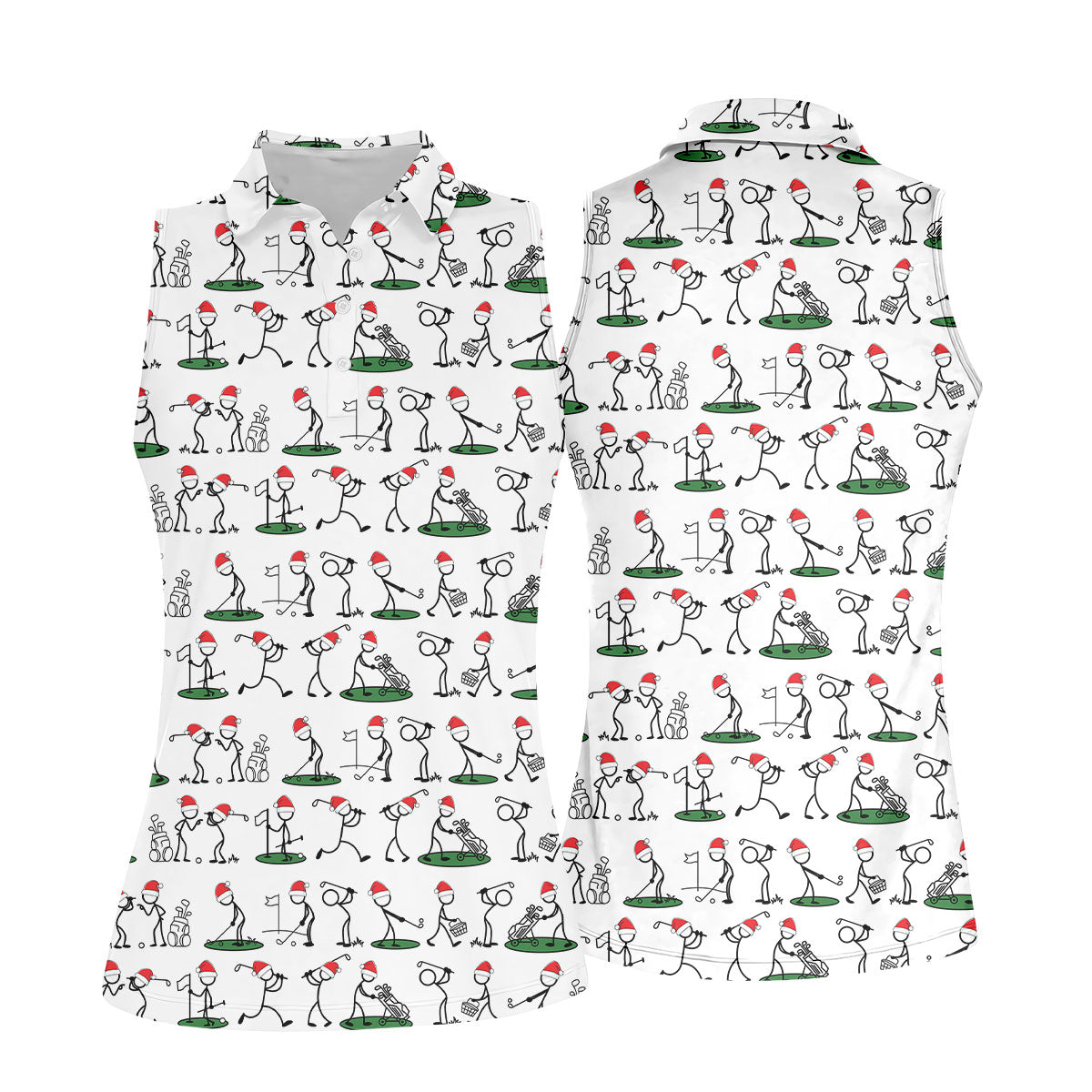 Funny Stickman Golf Pose Christmas Golf Shirt, Women's Golf Tops, Christmas Golf Gift