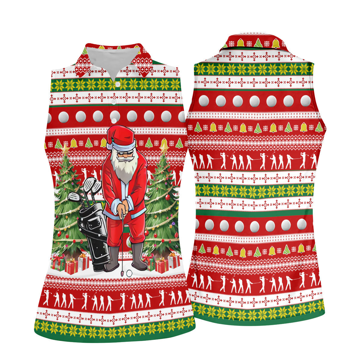 The Santa Claus Golf Pose Christmas Golf Shirt, Fun Women's Golf Shirts, Christmas Presents For Golfers