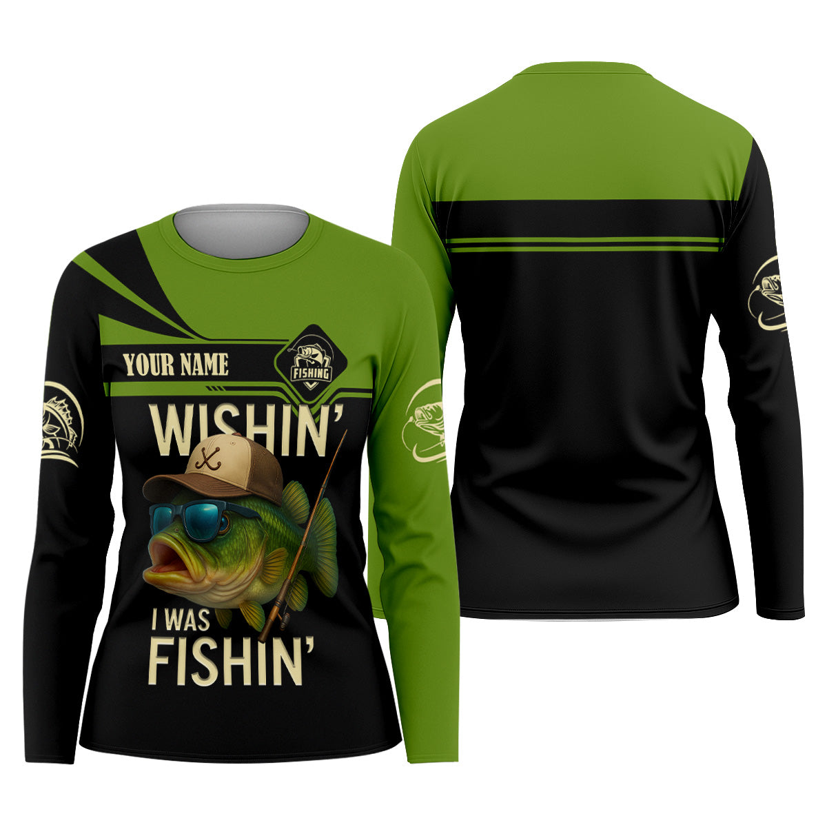 Wishing I Was Fishing Funny Fishing Shirt, Bass Fishing Shirt, Women SPF Shirt, Women Fishing Shirt