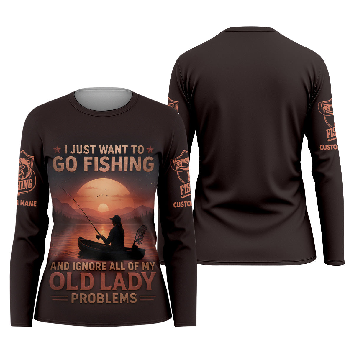 I Just Want To Go Fishing And Ignore All Of My Old Lady Problems SPF Shirt, Female Fishing Shirts, Funny Fishing Shirt
