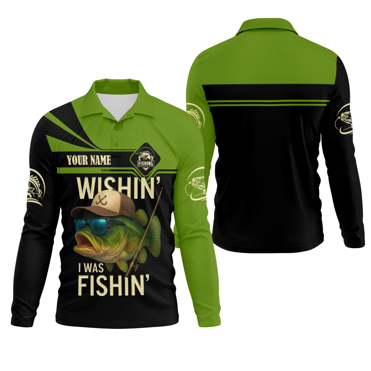 Wishing I Was Fishing Funny Fishing Shirt, Bass Fishing Shirt, SPF Shirt For Men, Men's Fishing Shirt