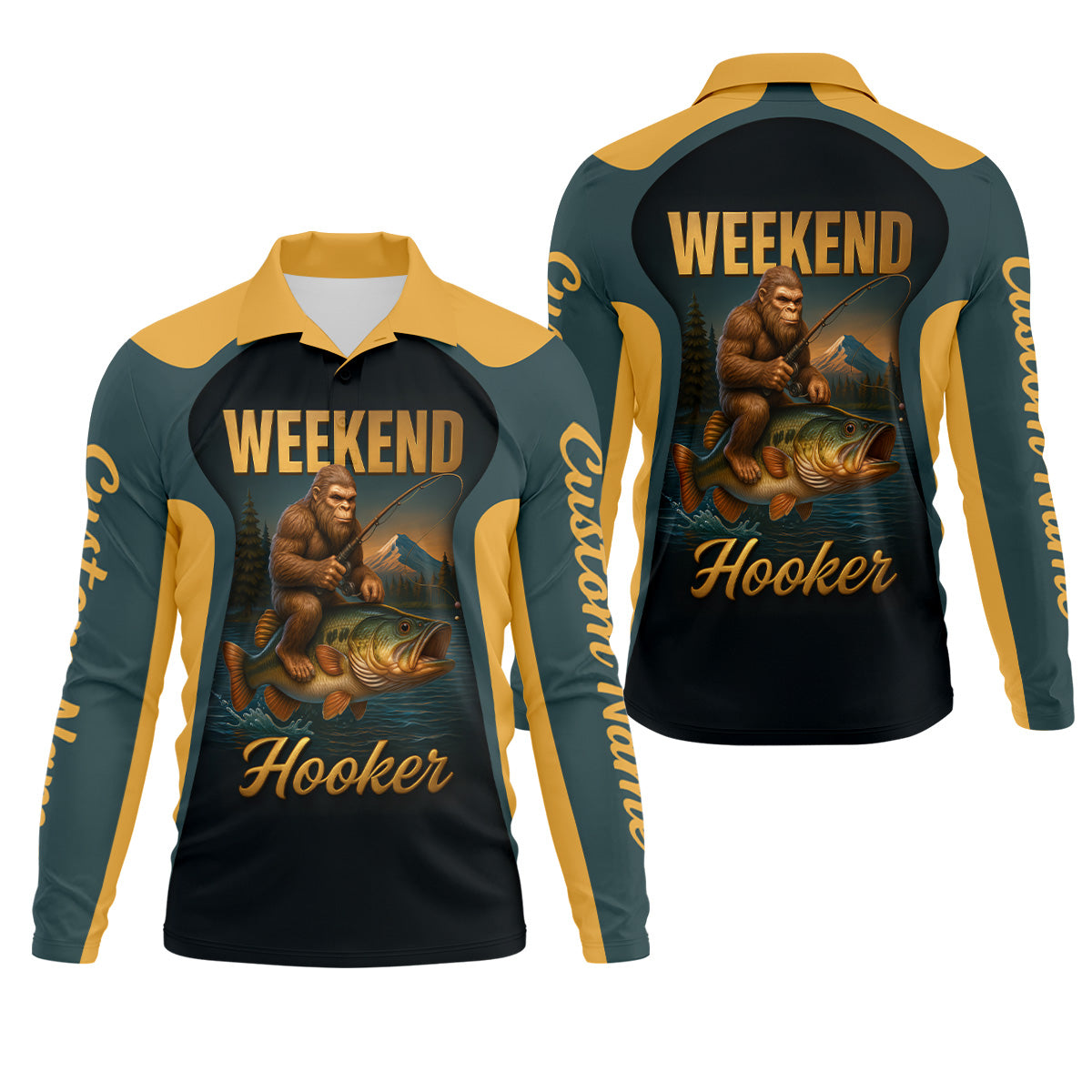 Weekend Hooker Sasquatch Fishing UPF Shirts, Funny Fishing Shirt, Men's Fishing Shirt