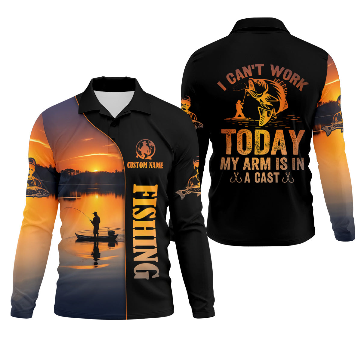 Can't Work Today My Arm Is In A Cast Fishing Shirt, Hooded Sun Shirt, Mens Fishing Shirt, Funny Fishing Shirt