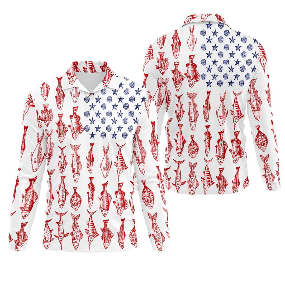 American Flag Fish Shirt, Fishing SPF Shirt, Mens Fishing Shirts Long Sleeve, Gift For Fisherman