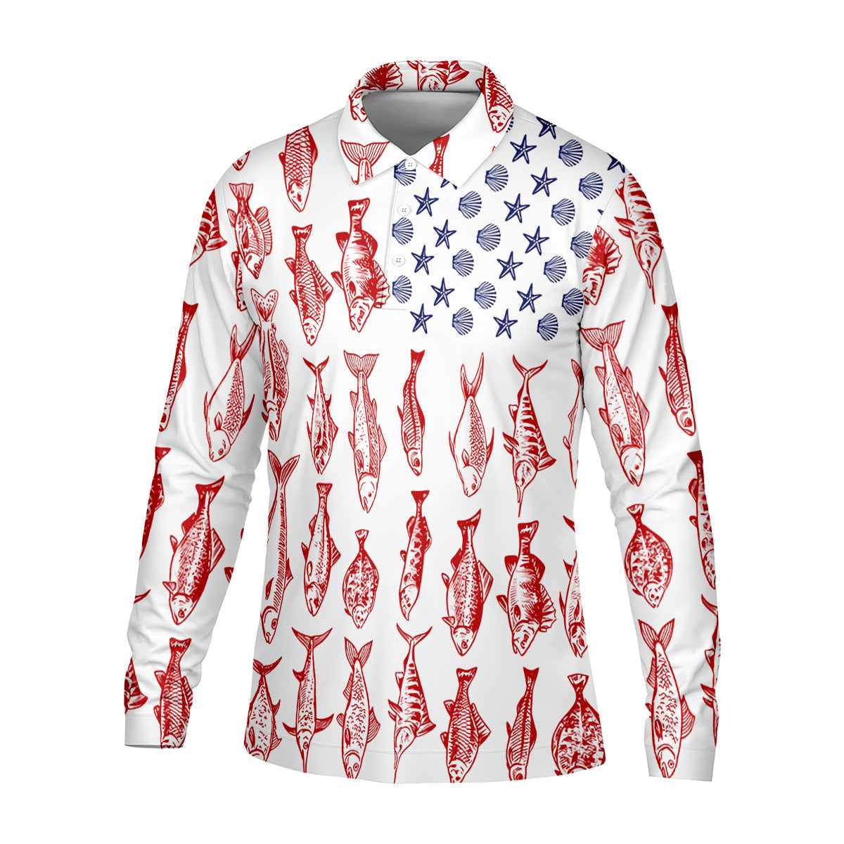 American Flag Fish Shirt, Fishing SPF Shirt, Mens Fishing Shirts Long Sleeve, Gift For Fisherman