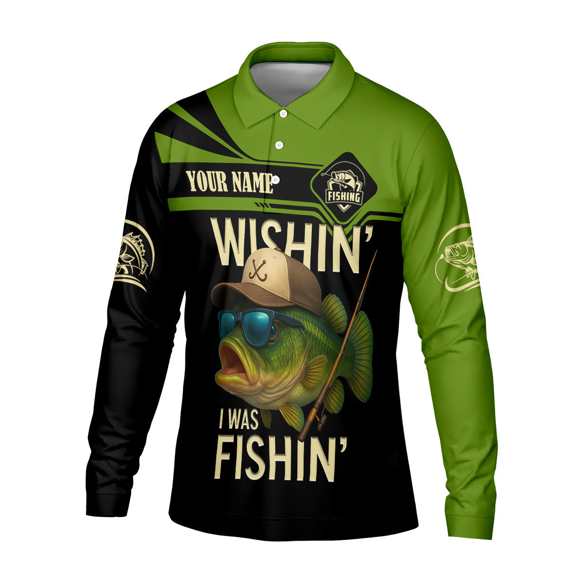 Wishing I Was Fishing Funny Fishing Shirt, Bass Fishing Shirt, SPF Shirt For Men, Men's Fishing Shirt