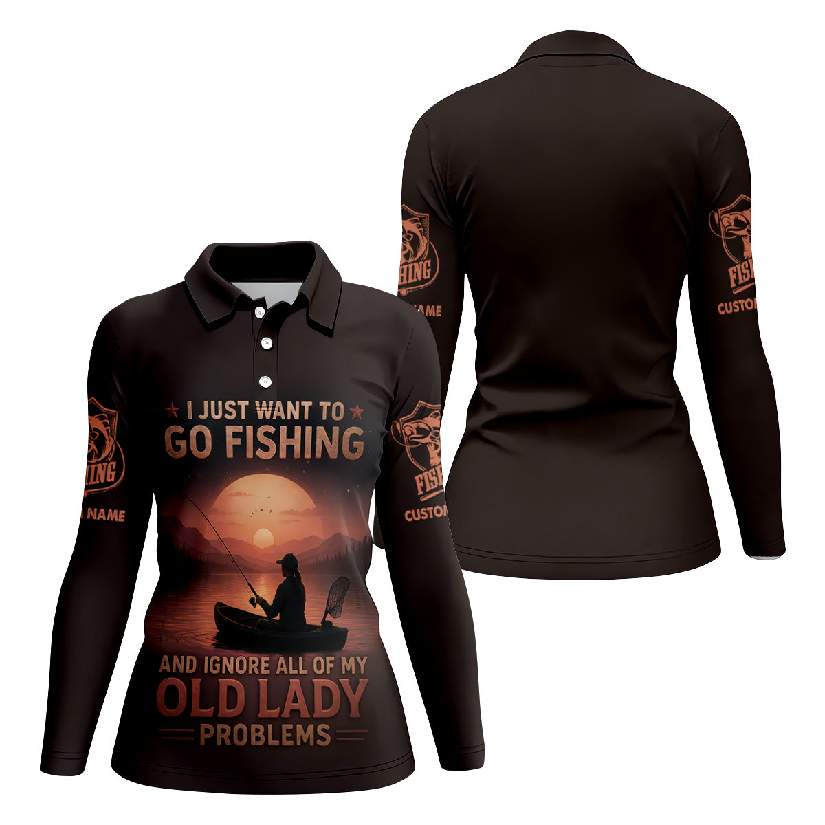 I Just Want To Go Fishing And Ignore All Of My Old Lady Problems SPF Shirt, Female Fishing Shirts, Funny Fishing Shirt