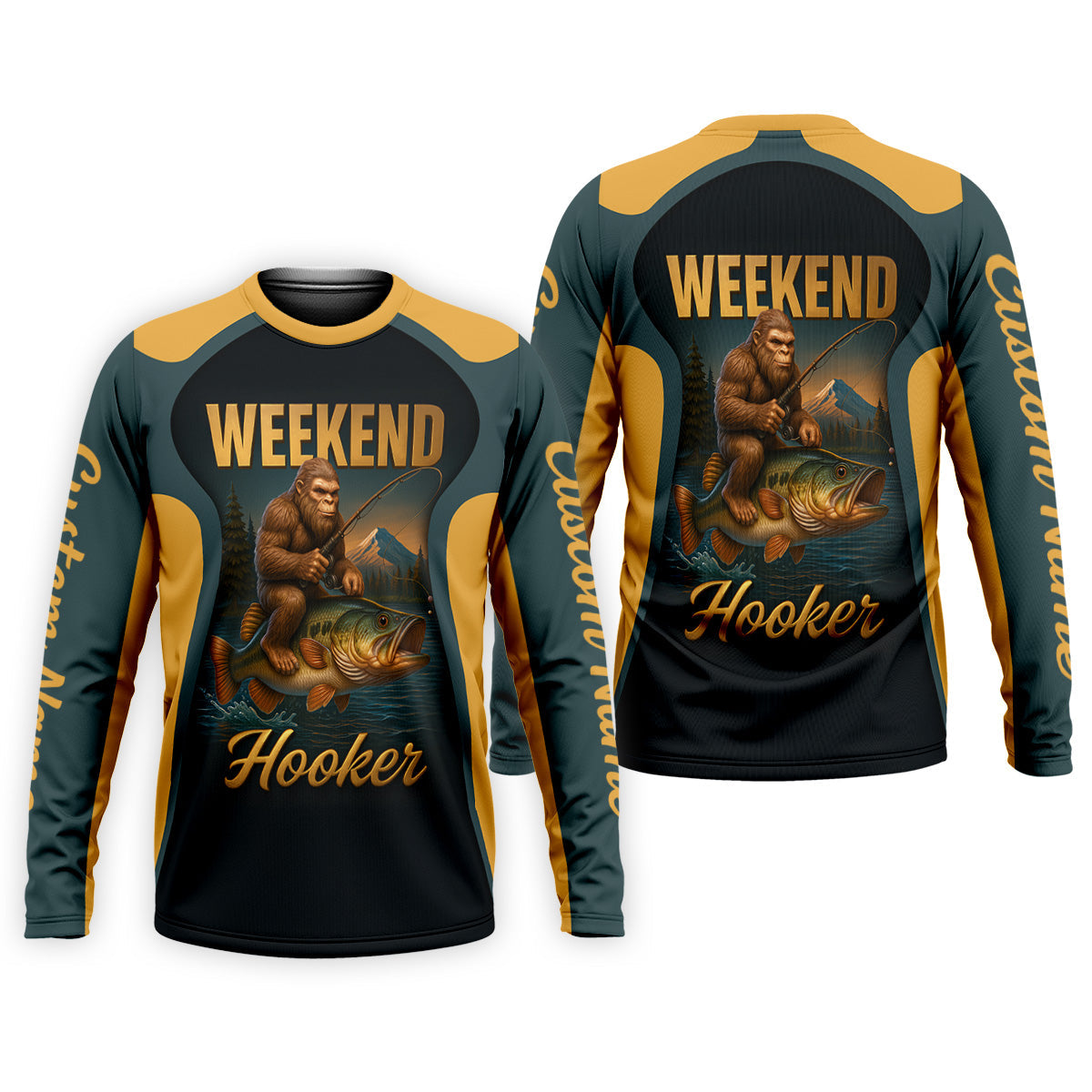 Weekend Hooker Sasquatch Fishing UPF Shirts, Funny Fishing Shirt, Men's Fishing Shirt