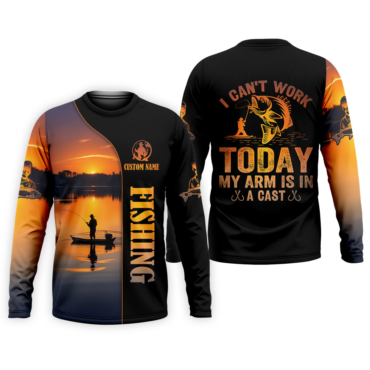 Can't Work Today My Arm Is In A Cast Fishing Shirt, Hooded Sun Shirt, Mens Fishing Shirt, Funny Fishing Shirt