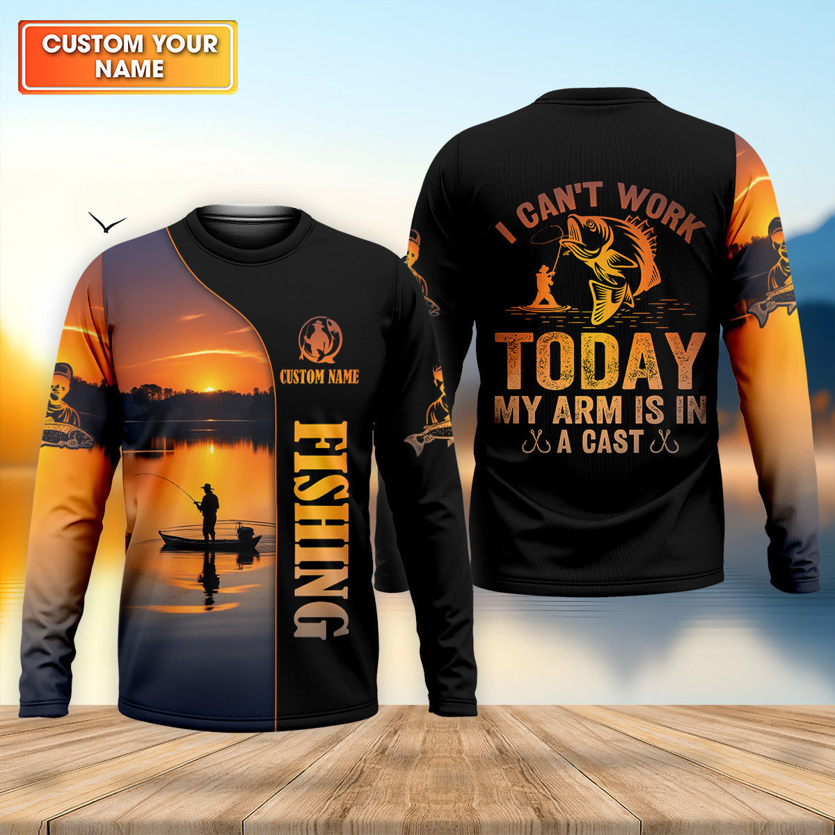 Can't Work Today My Arm Is In A Cast Fishing Shirt, Hooded Sun Shirt, Mens Fishing Shirt, Funny Fishing Shirt