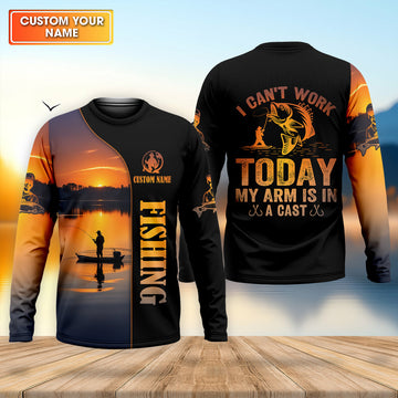 Can't Work Today My Arm Is In A Cast Fishing Shirt, Hooded Sun Shirt, Mens Fishing Shirt, Funny Fishing Shirt